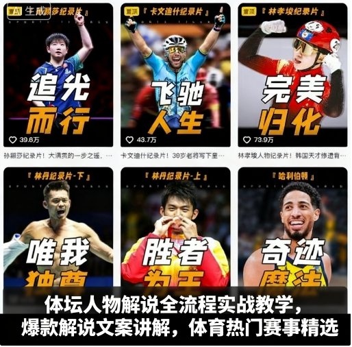 体坛人物解说全流程实战教学，爆款解说文案讲解，体育热门赛事精选-皓哥创业笔记