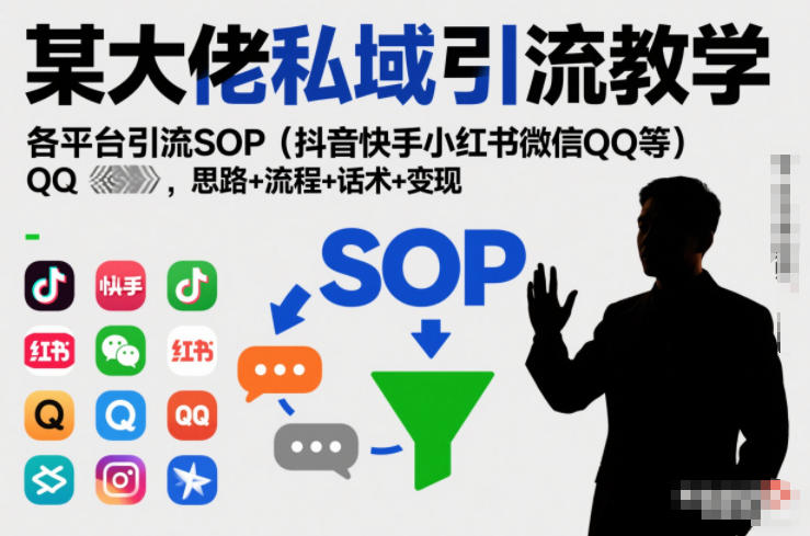 某大佬私域引流教学，各平台引流SOP（抖音快手小红书微信QQ等），思路+流程+话术+变现-皓哥创业笔记