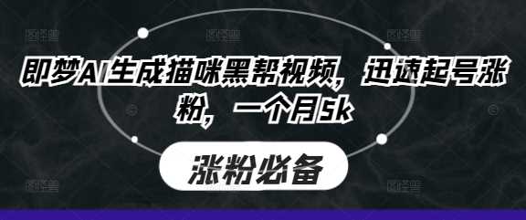 即梦AI生成猫咪黑帮视频，迅速起号涨粉，一个月5k-皓哥创业笔记