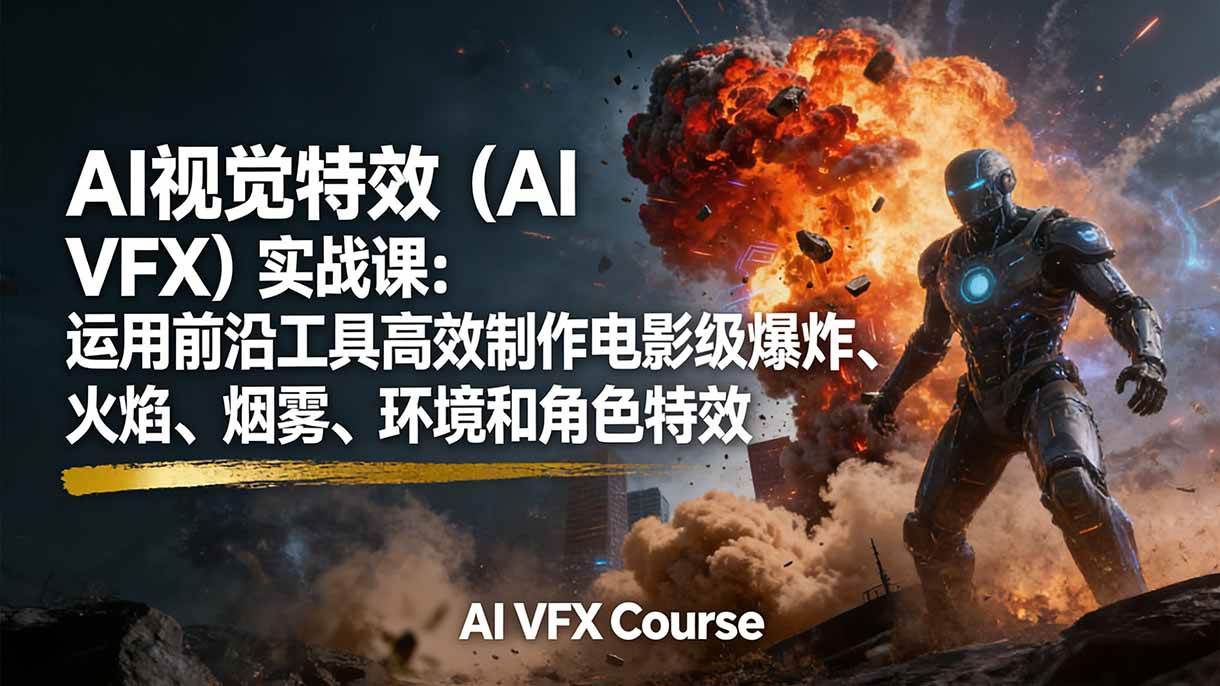 （17212期）AI视觉特效（AI VFX）实战课：运用前沿工具高效制作电影级爆炸、火焰、烟雾、环境和角色特效-皓哥创业笔记