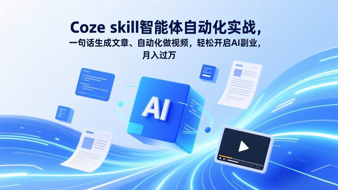 （17399期）Coze skill智能体自动化实战，一句话生成文章、自动化做视频，轻松开启AI副业，月入过万-皓哥创业笔记