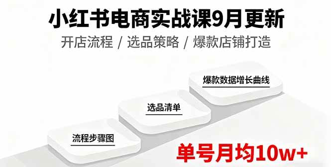 （16120期）小红书电商实战课9月更新，开店流程/选品策略/爆款店铺打造，单号月均10w+-皓哥创业笔记
