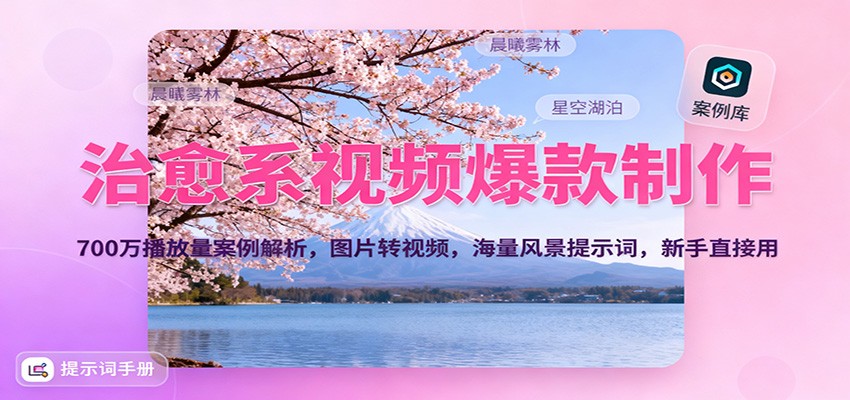 治愈系视频爆款制作，700万播放量案例解析，图片转视频，海量风景提示词，新手直接用-皓哥创业笔记