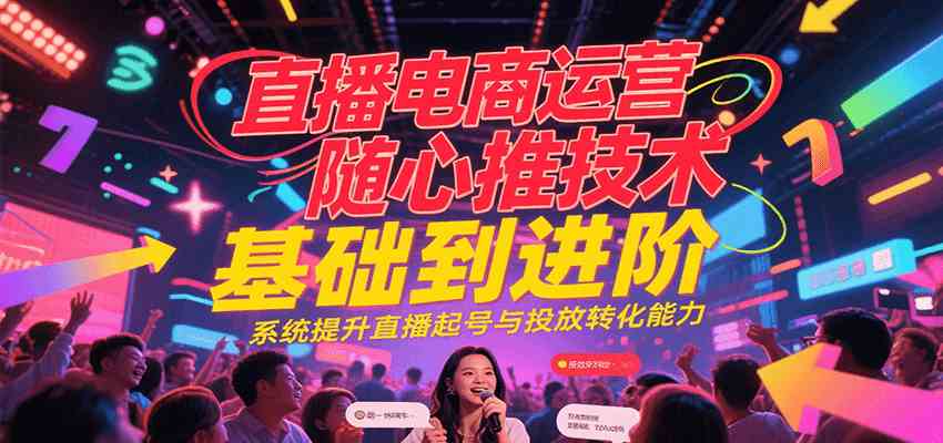 直播电商运营随心推投放技术基础到进阶，系统提升直播起号与投放转化能力-皓哥创业笔记