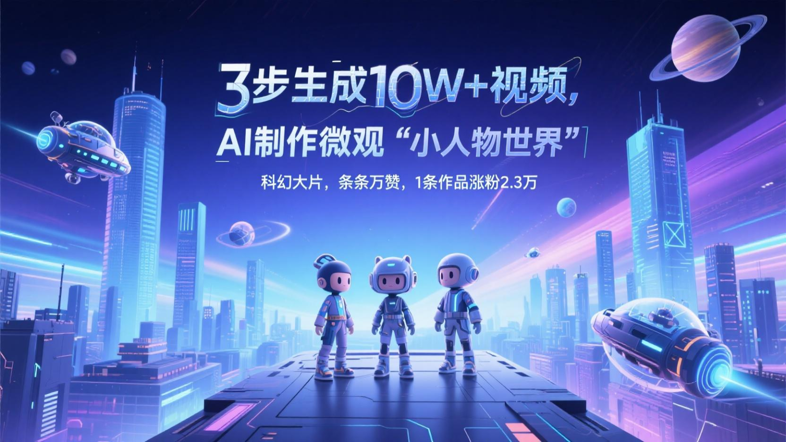 三步生成10W+视频，AI制作微观“小人物世界”科幻大片，条条万赞，1条作品涨粉2.3万-皓哥创业笔记