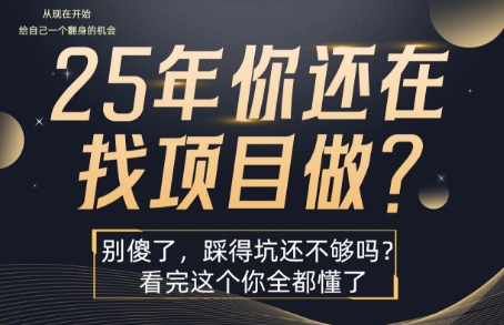 25年，你还在疯狂的找项目吗？别傻了，看完这个你都懂了【揭秘】-皓哥创业笔记