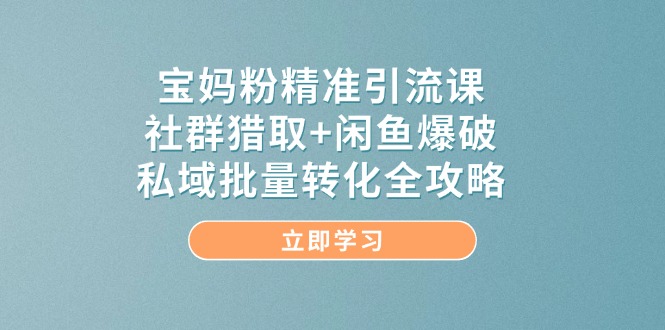 （14820期）宝妈粉精准引流课，社群猎取+闲鱼爆破，私域批量转化全攻略-皓哥创业笔记