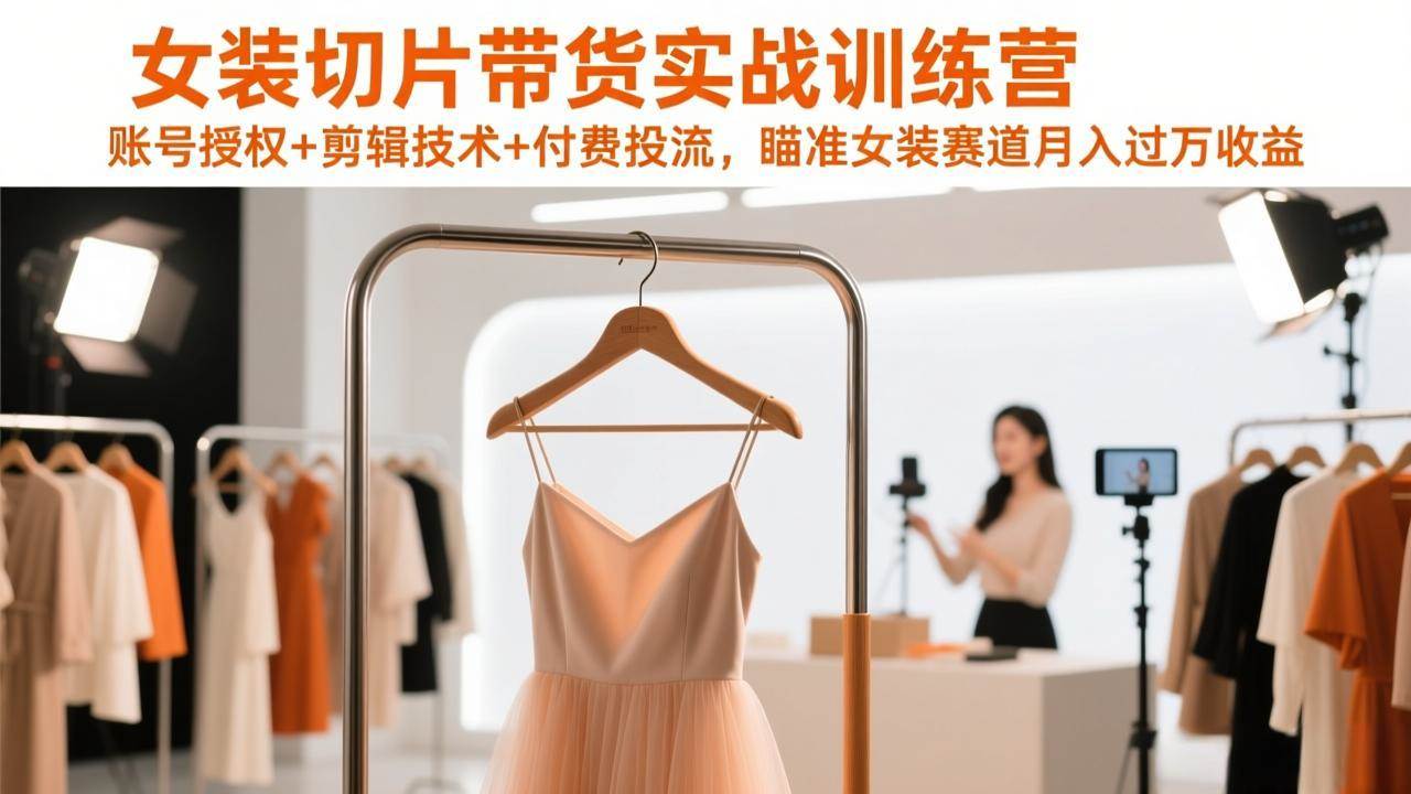 （17357期）女装切片带货实战训练营，账号授权+剪辑技术+付费投流，瞄准女装赛道月入过万收益-皓哥创业笔记