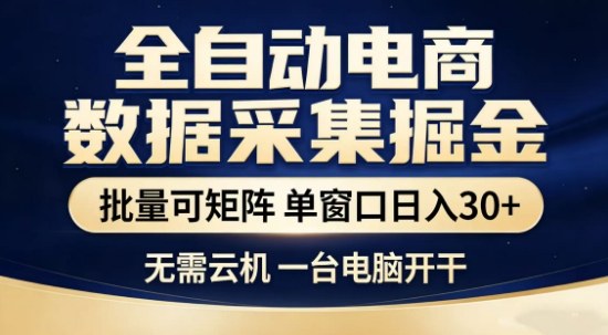 独家电商数据全自动采集项目，批量可矩阵，单窗口轻松日入3张+【揭秘】-皓哥创业笔记