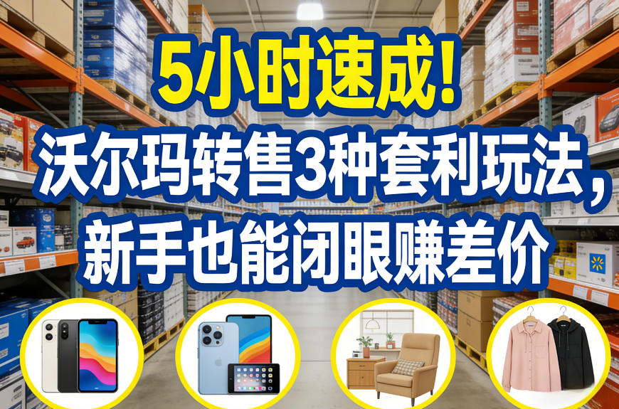 5小时速成！沃尔玛转售3种套利玩法，新手也能闭眼賺差价-皓哥创业笔记