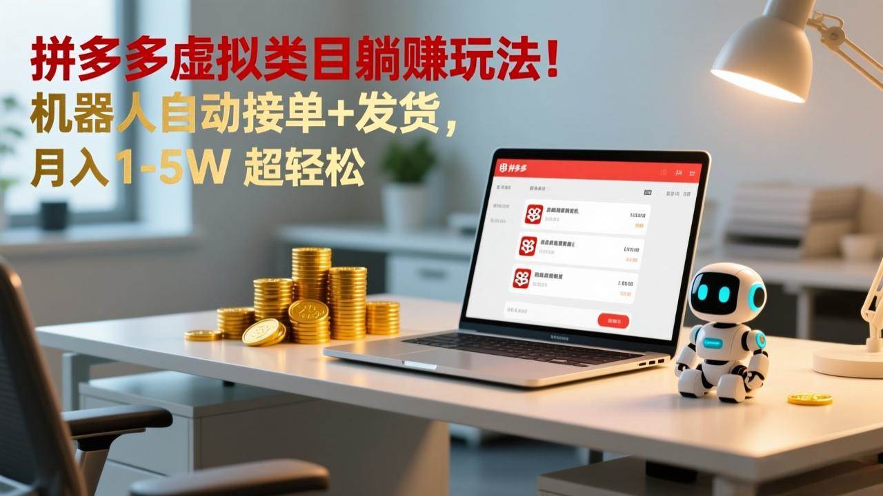 (17174期)多多虚拟类目躺赚玩法!机器人自动接单+发货,月入 1-5W 超轻松-皓哥创业笔记