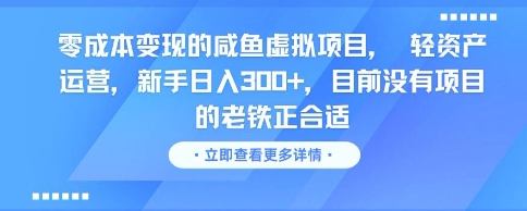 零成本变现的咸鱼虚拟项目， 轻资产运营，新手日入3张+，目前没有项目的老铁正合适-皓哥创业笔记