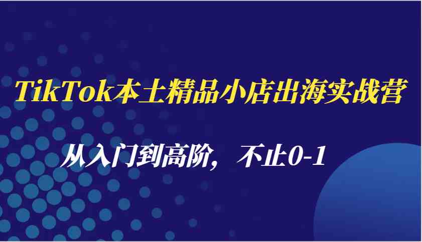 TikTok本土精品小店出海实战营，从入门到高阶，不止0-1-皓哥创业笔记