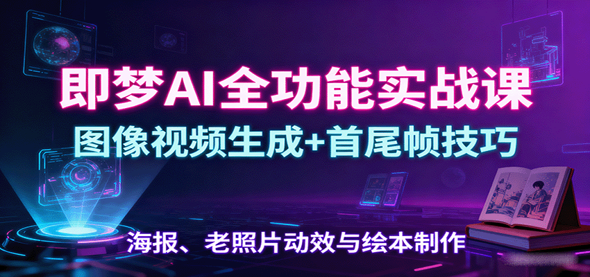 即梦AI全功能实战课：图像视频生成+首尾帧技巧，海报、老照片动效与绘本制作-皓哥创业笔记