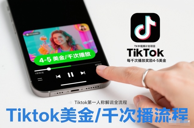 TK中视频计划项目，Tiktok第一人称解说流程，每干次播放奖励4-5美金-皓哥创业笔记