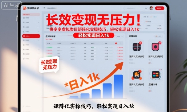 长效变现无压力！拼多多虚拟类目矩阵化实操技巧，轻松实现日入1k【揭秘】-皓哥创业笔记