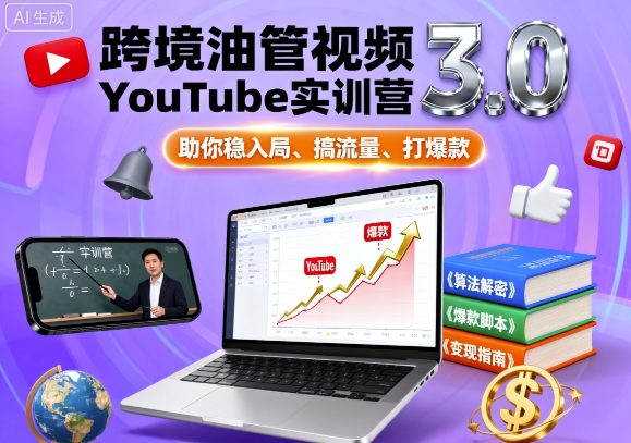 跨境油管视频YouTube实训营3.0，助你稳入局、搞流量、打爆款-皓哥创业笔记