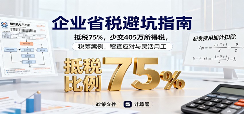 企业省税避坑指南：抵税75%，少交405万所得税，税筹案例，稽查应对与灵活用工-皓哥创业笔记