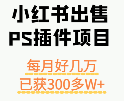 小红书出售PS插件项目，每月都收入好几万，长期操作已获利300多W+-皓哥创业笔记