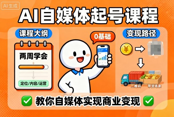 AI自媒体起号课程,0基础小白两周学会,教你自媒体实现商业变现-皓哥创业笔记
