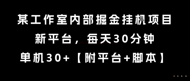 某工作室内部掘金挂G项目，新平台，每天30分钟，单机30+【揭秘】-皓哥创业笔记