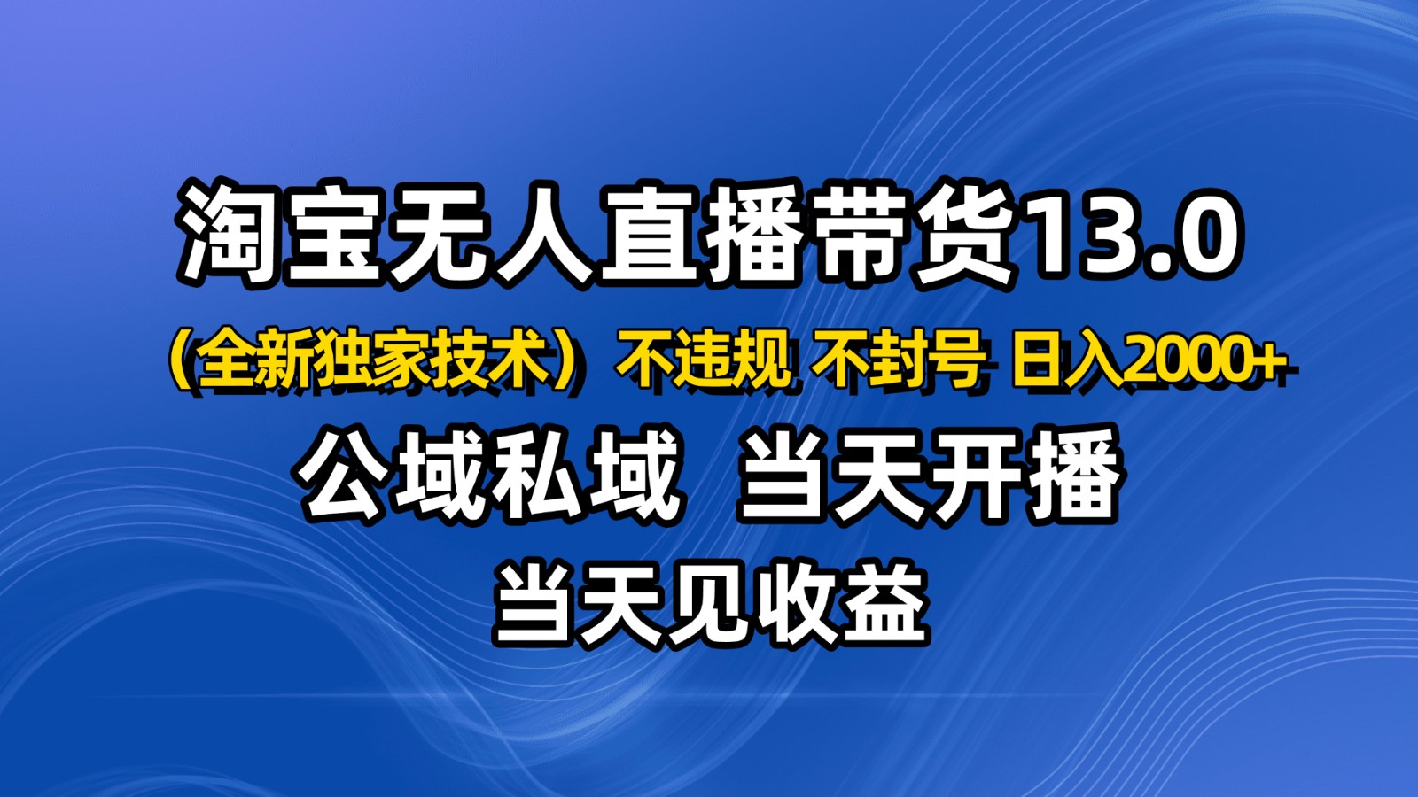 淘宝无人直播13.0，公域私域技术，不封号，不违规 布局下半年旺季赛道，日入2000+-皓哥创业笔记
