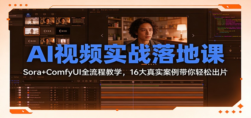 AI视频实战落地课：Sora+ComfyUI全流程教学，16大真实案例带你轻松出片-皓哥创业笔记
