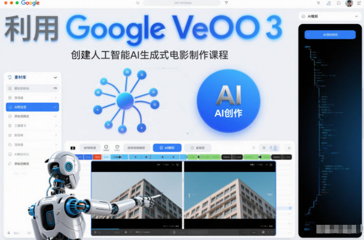 利l用Google Veo 3创建人工智能AI生成式电影制作课程，使用人工智能的力量创建令人惊叹的视频-皓哥创业笔记
