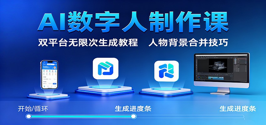 AI数字人制作课：双平台无限次生成教程，人物背景合并技巧-皓哥创业笔记