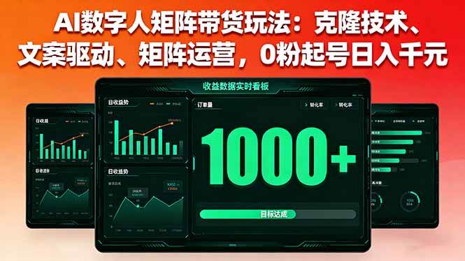 （16050期）AI数字人矩阵带货玩法：克隆技术、文案驱动、矩阵运营，0粉起号日入千元-皓哥创业笔记