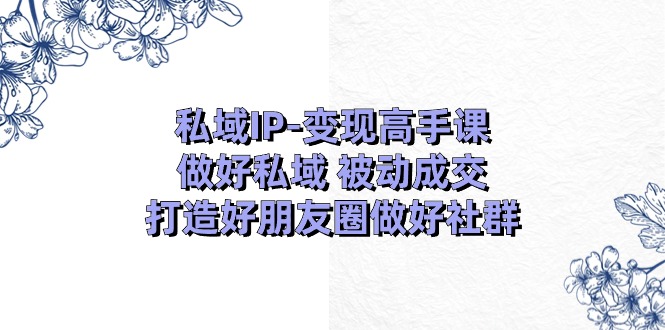 私域IP变现高手课：做好私域被动成交，打造好朋友圈做好社群（18节）-皓哥创业笔记