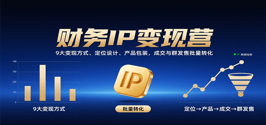 财务IP变现营：9大变现方式、定位设计、产品包装，成交与群发售批量转化-皓哥创业笔记