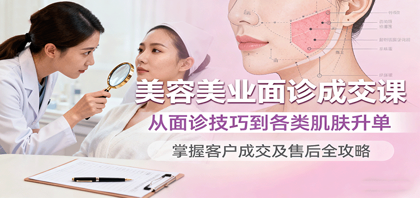 美容美业面诊成交课，从面诊技巧到各类肌肤升单，掌握客户成交及售后全攻略-皓哥创业笔记