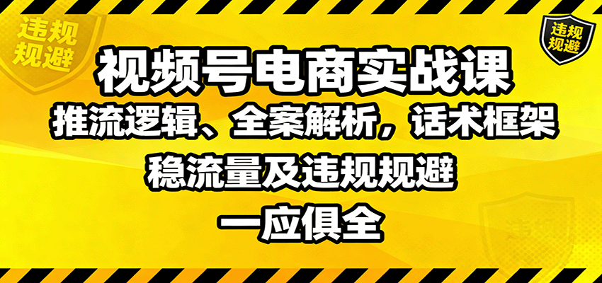 视频号电商实战课：推流逻辑、全案解析，话术框架，稳流量及违规规避等-皓哥创业笔记