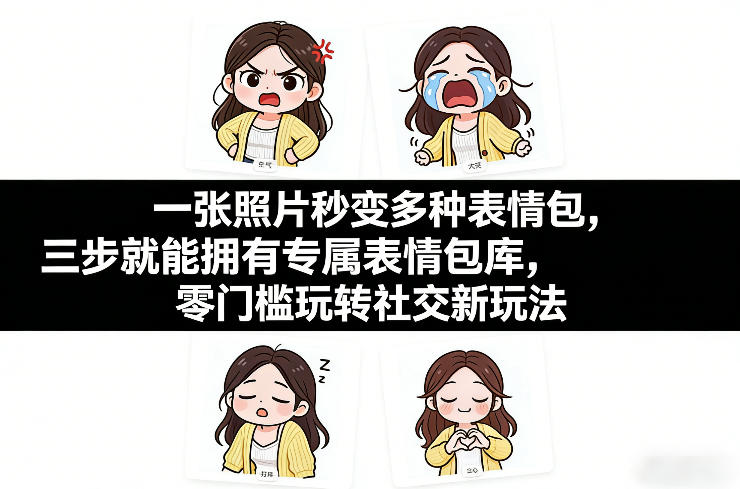 一张照片秒变多种表情包，三步就能拥有专属表情包库，零门槛玩转社交新玩法【文档】-皓哥创业笔记
