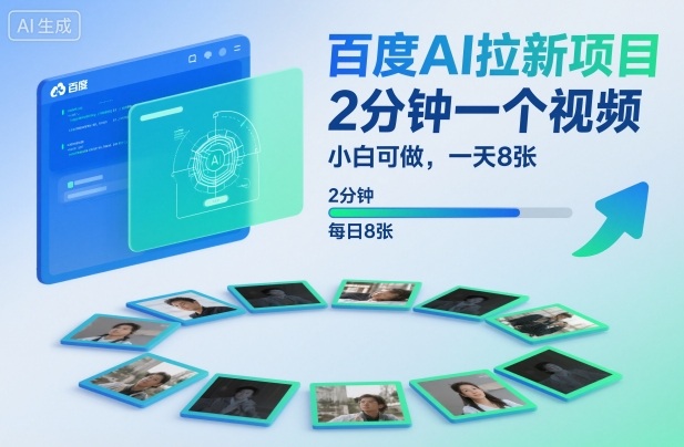 百度AI拉新项目,2分钟一个视频,小白可做,一天8张【附案例+保姆级教程】-皓哥创业笔记