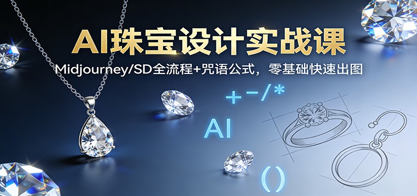 AI珠宝设计实战课：Midjourney/SD全流程+咒语公式，零基础快速出图-皓哥创业笔记