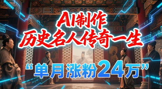 暴力起号！用AI制作历史名人传奇一生，单月涨粉24W，涨粉+变现赛道黑马来了-皓哥创业笔记