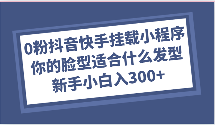 0粉抖音快手挂载小程序，你的脸型适合什么发型玩法，新手小白日入300+-皓哥创业笔记