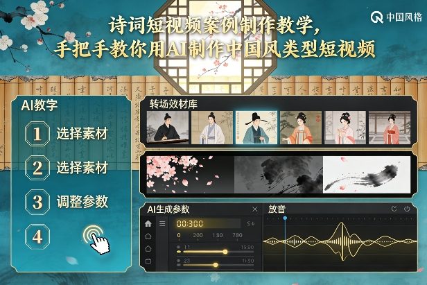 古诗词短视频案例制作教学，手把手教你用AI制作中国风类型短视频-皓哥创业笔记