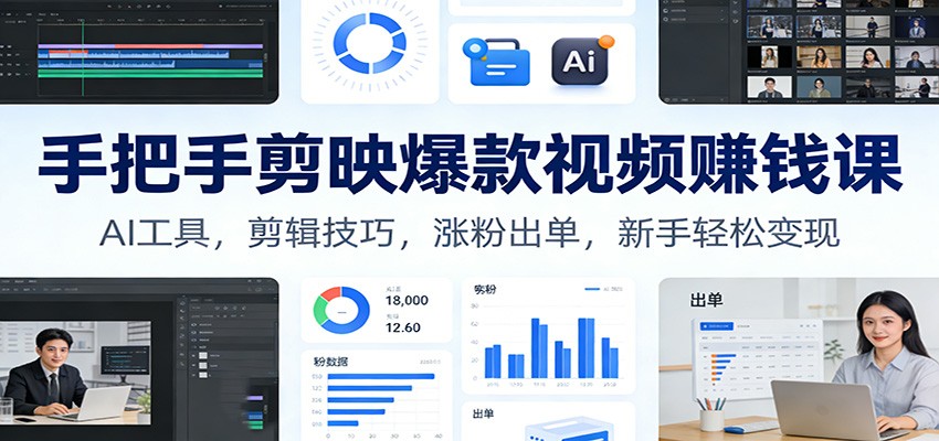 手把手剪映爆款视频赚钱课：AI工具，剪辑技巧，涨粉出单，新手轻松变现-皓哥创业笔记