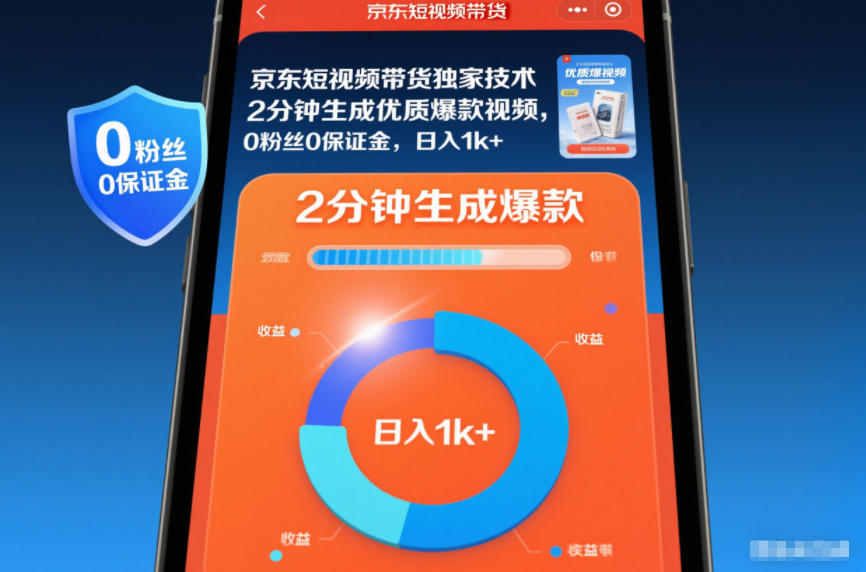 京东短视频带货独家技术,2分钟生成一条优质爆款视频,0粉丝0保证金,日入1k+【揭秘】-皓哥创业笔记