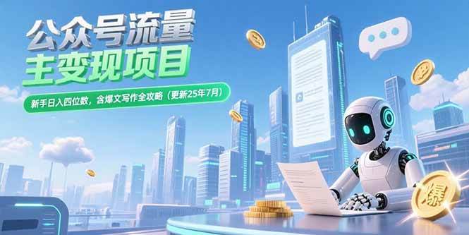（15340期）公众号流量主变现项目，新手日入四位数，含爆文写作全攻略(更新25年7月)-皓哥创业笔记