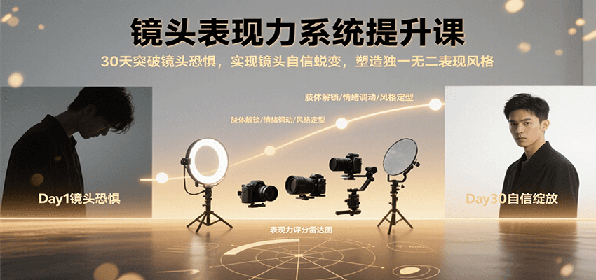 镜头表现力系统提升课，30天突破镜头恐惧实现自信蜕变，塑造独一无二表现风格-皓哥创业笔记
