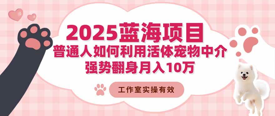 （16489期）2025蓝海项目：普通人如何利用活体宠物中介，强势翻身月入10万-皓哥创业笔记