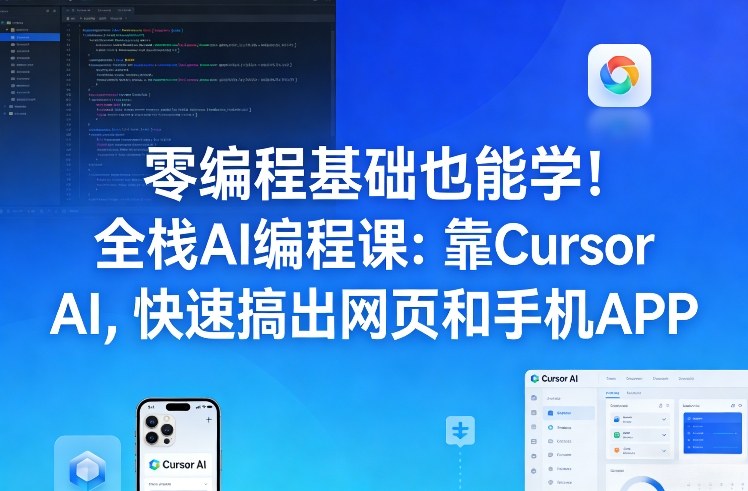 零编程基础也能学！全栈AI编程课：靠Cursor AI，快速搞出网页和手机APP-皓哥创业笔记