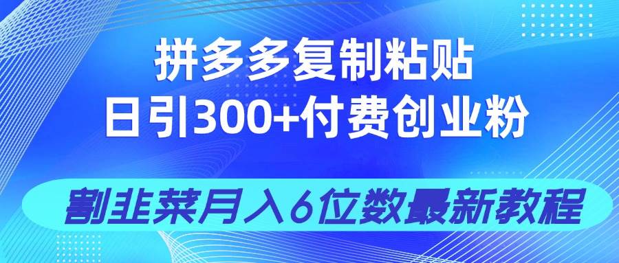 （14232期）拼多多复制粘贴日引300+付费创业粉，割韭菜月入6位数最新教程！-皓哥创业笔记