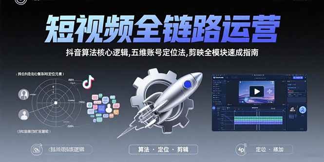 （15580期）短视频全链路运营：抖音算法核心逻辑,五维账号定位法,剪映全模块速成指南-皓哥创业笔记