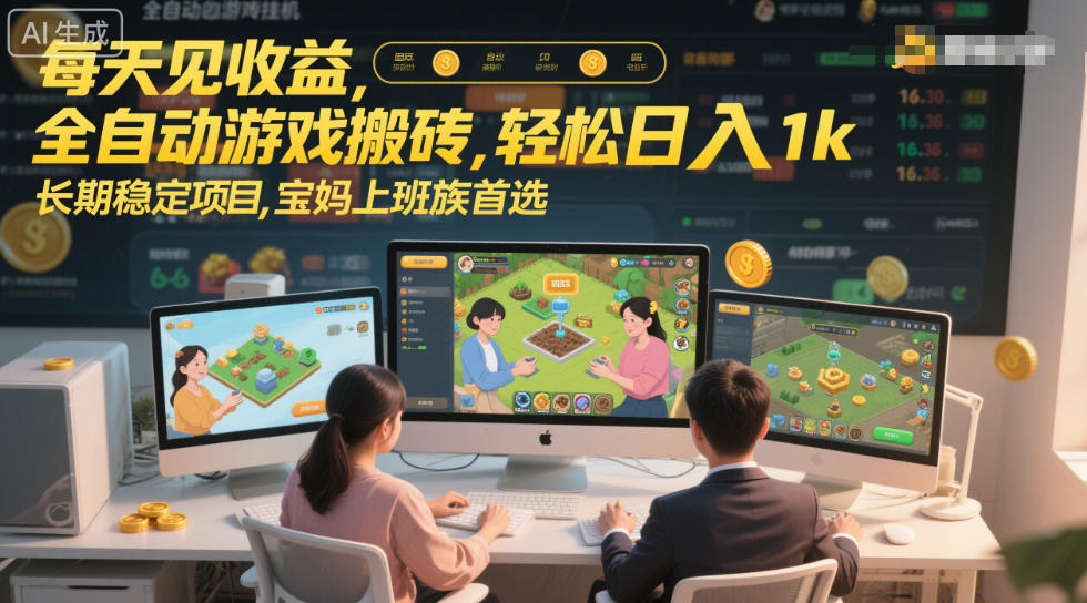 每天见收益，全自动游戏搬砖，轻松日入1k，长期稳定项目，宝妈上班族首选【揭秘】-皓哥创业笔记