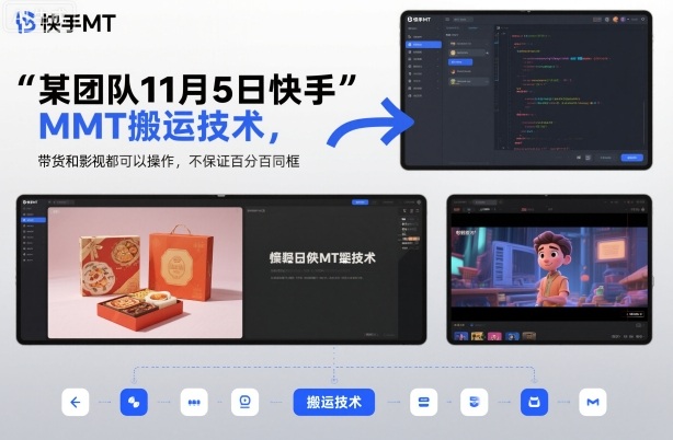某团队11月5日快手MT搬运技术，带货和影视都可以操作，不保证百分百同框，自测-皓哥创业笔记